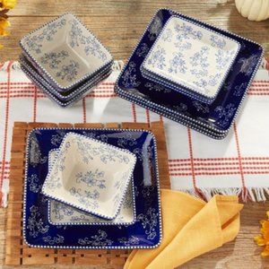Temp-tations by Lara 12-piece Floral Lace Square Dinner Set